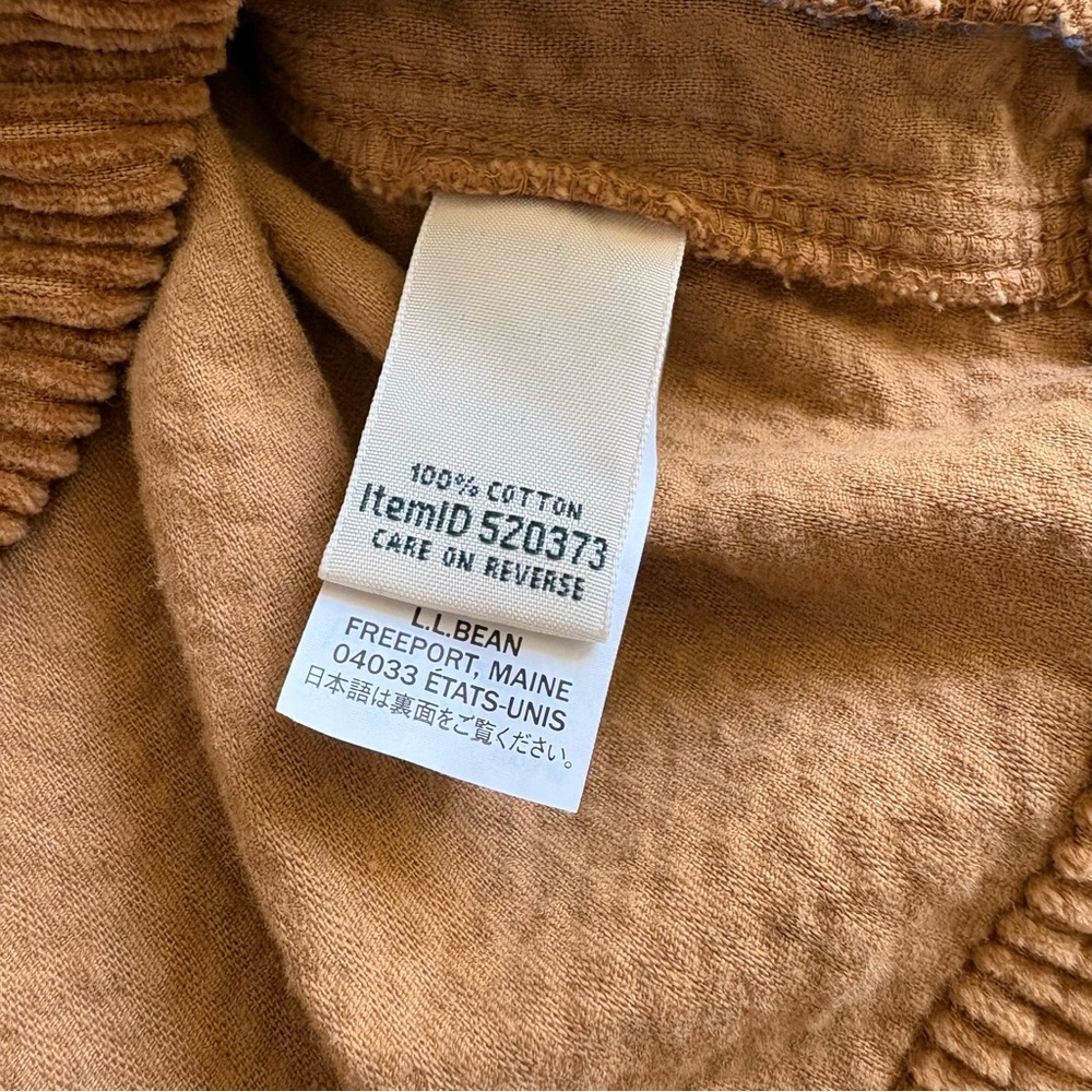 L.L. BEAN Corduroy Soft Full Zip with Pockets in Saddle Brown Size XS - Picture 7 of 14